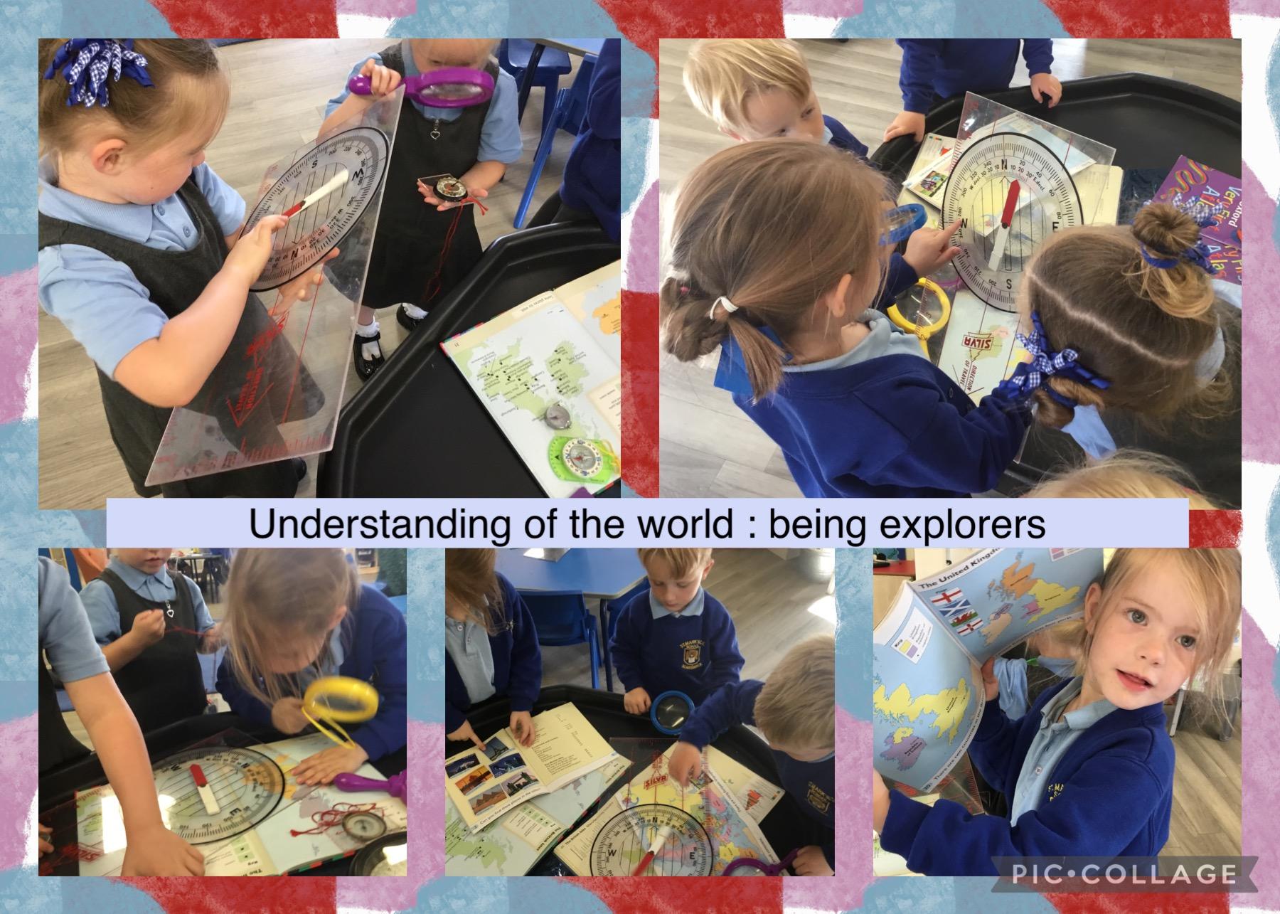 We have been exploring compasses and learning about the continents 